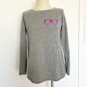 Project 100% Cashmere‎ Grey Sweater Pink Glasses Size Small